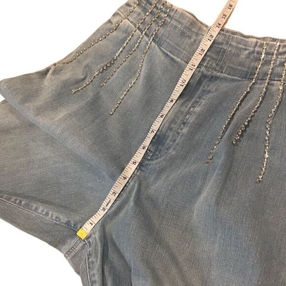 Express rhinestone tapered ankle super high rise baggy jeans size 8 - Picture 16 of 16